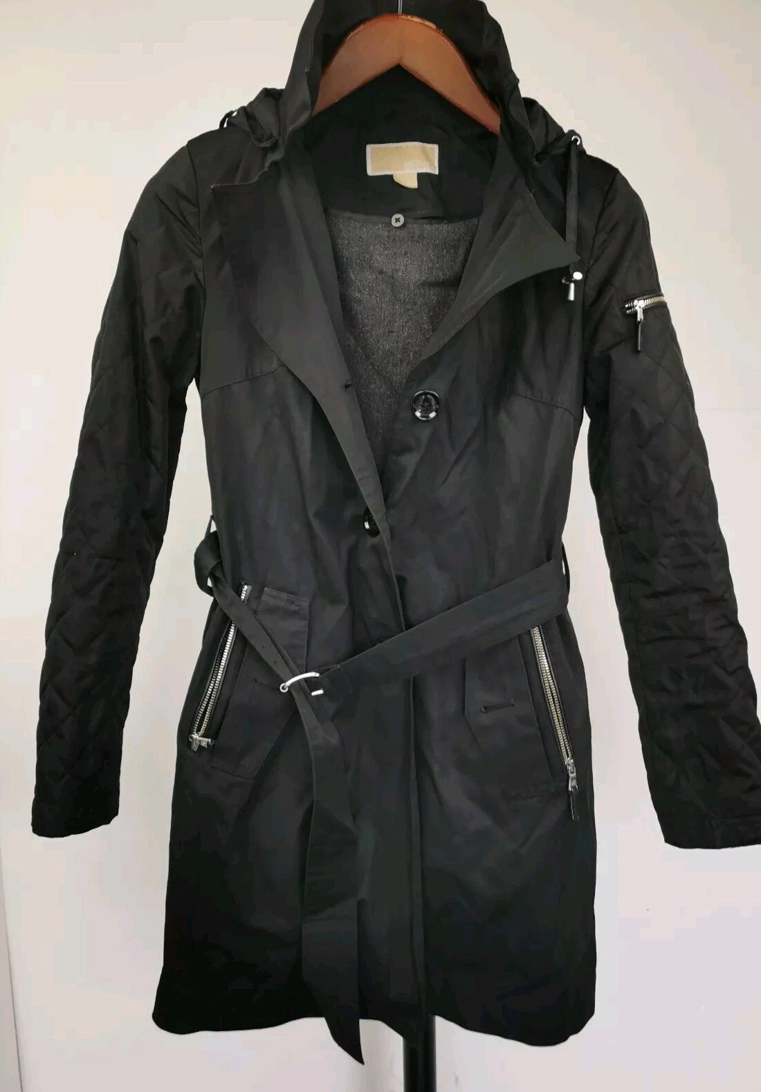 Michael Kors trench con cappuccio nero taglia XS