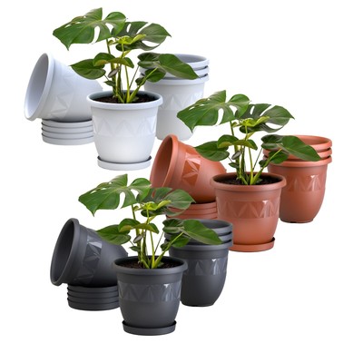 Blumentopf 5er Set mit Untersetzer Pflanztopf Blumenkübel Pflanzkübel Übertopf