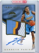 2016-17 Panini Immaculate Patch  Autograph #PP-KF Kenneth Faried  No 34 of 35