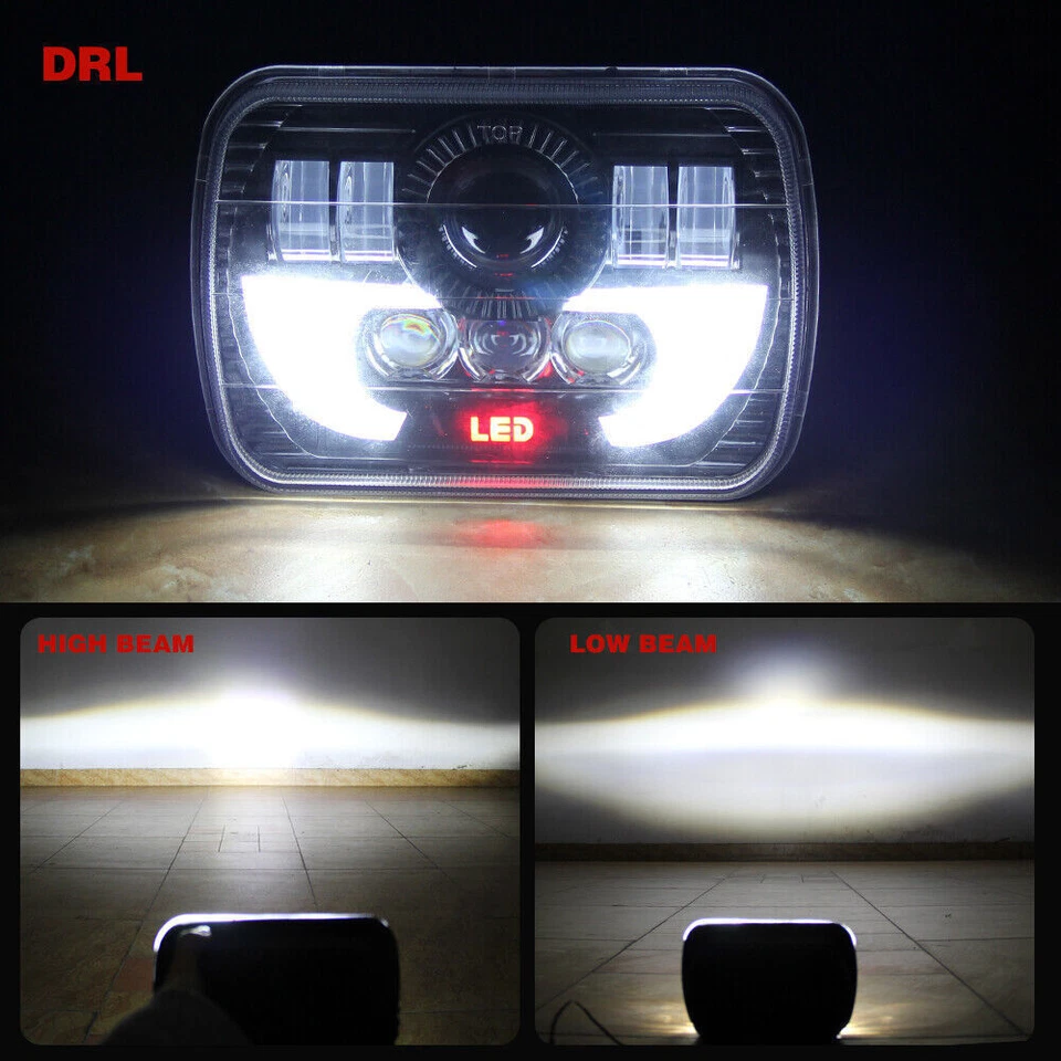 2PCS 7x6" Led Headlights High-Low Beam For Chevrolet C1500 C2500 C3500 1990-1999 Foto 3 de 4