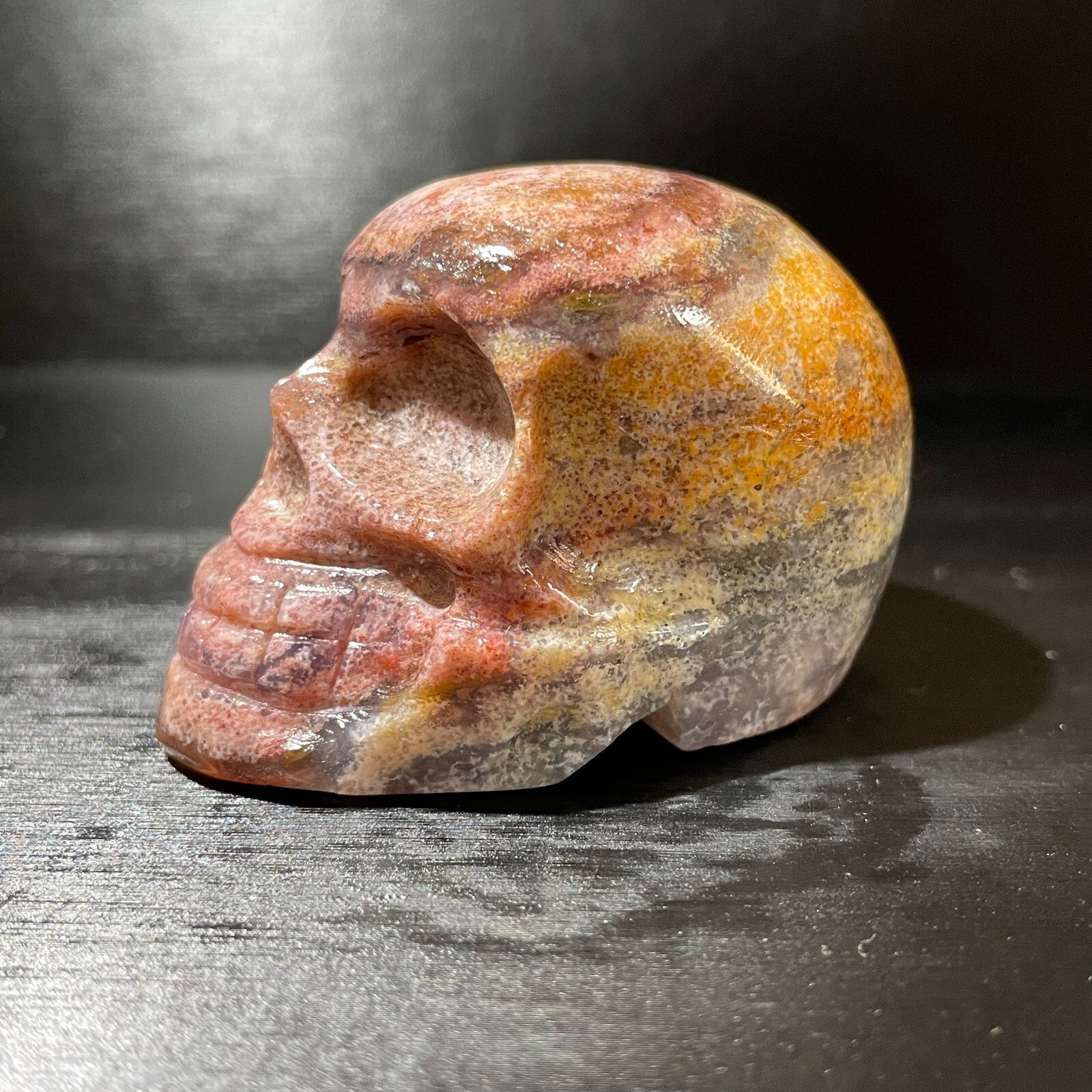 Natural Ocean Jasper Skull Carved Crystal Quartz 101g Reiki Healing Stone