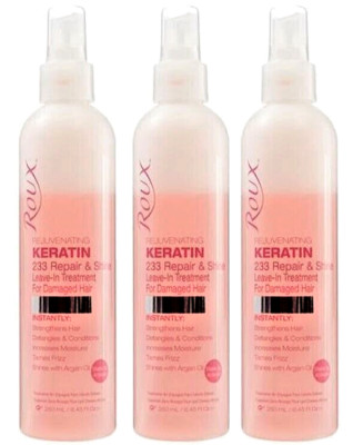 Roux  Keratin Repair And Shine, Leave In Conditioner  8.45 Oz 3 Bottle