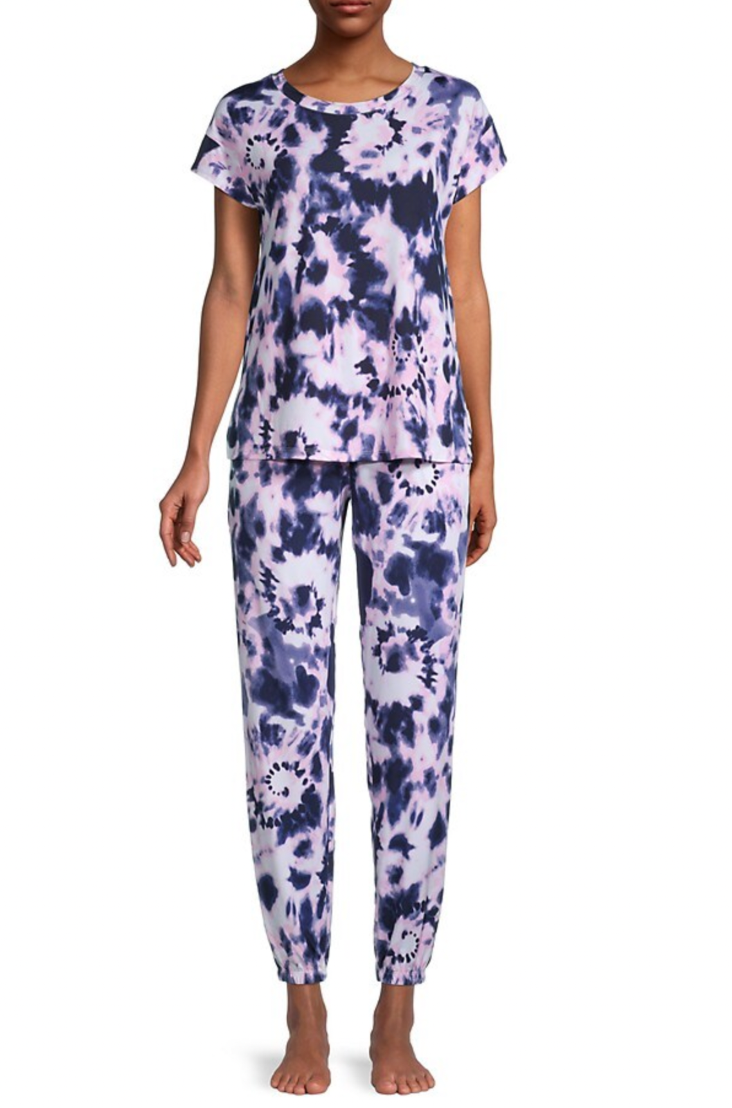 betsey-johnson-women-s-tie-dye-pyjama-2-piece-set-in-pink-blue-size-m