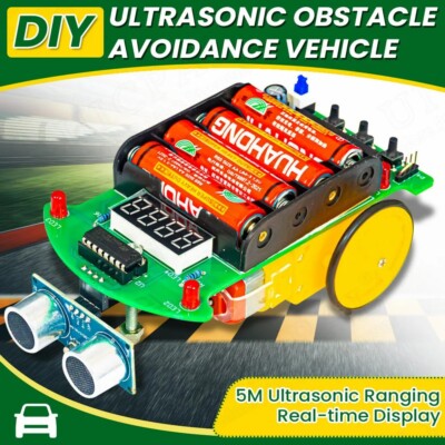 DIY Ultrasonic Obstacle Avoidance Car Kit with LED Display & Programming