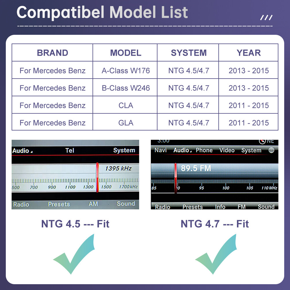 Wireless Carplay Android For Mercedes Benz A/B-Class CLA GLA NTG 4.5/4.7  2013-15