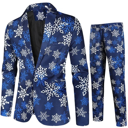 Mens Christmas Blazer Festive Coat Print Suits Jacket Xmas Party Jacket Costumes - Picture 6 of 54