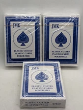 JMK Plastic Coated Playing Cards Poker Size Lot Of 3 Decks New Sealed 