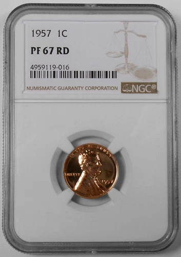 1957 Proof Lincoln Wheat 1¢ Cent NGC PF 67 RD