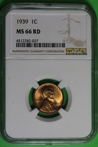 1939-P Red NGC MS66RD Lincoln Wheat Cent #B37152