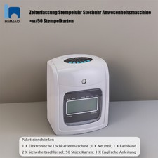 Zeiterfassung Stempeluhr Stechuhr Anwesenheitsmaschine w/50 Stempelkarten