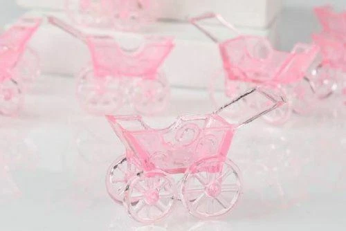 288 Clear Pink Plastic Baby Buggies Baby Shower Favors Cake