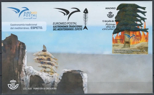 Spain 2020 Traditional Gastronomy of the Mediterranean, Unusual stamps. FDC