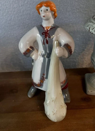 Kotigoroshek Character Fairytale Hero Soviet Russian Porcelain Red Hair 7.5”