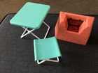 Barbie All American Camping Bench Chair Table Fire Mattel Arco 1989 Vintage
