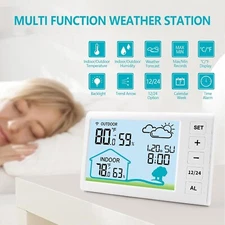 Digital Thermometer Indoor Hygrometer Temperature Humidity Monitor Weather Clock