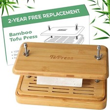 Bamboo Tofu Press, Built in Tofu Strainer and Drip Tray with Cheesecloth- Easily