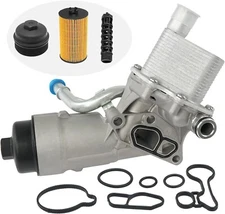 Engine Oil Cooler Filter Housing Assembly Adapter Kit with Gaskets Cap Filter In