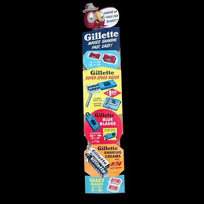 Super Color Vintage Gillette Safety Razor & Blade Advertising Sign ...