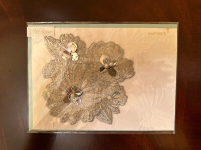 Elegant Wedding card by Papyrus with silver embellishments. New/plastic wrapped.
