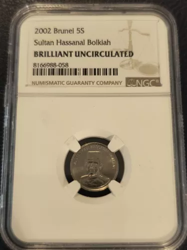 2002 BRUNEI 5$ Sultan Hassanal Bolkiah Coin - Brilliant Uncirculated NGC Graded