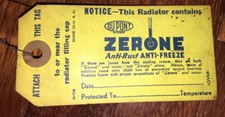 1930 31 32 33 34 ZERONE ANTIFREEZE AUTO TAG CAR RADIATOR SERVICE CHEVROLET FORD