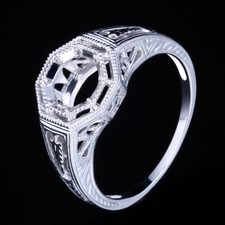 Vintage 5.5-6.5mm Round Semi Mount 925 Sterling Silver Engagement Wedding Ring