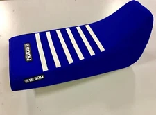 1988-2006 Yamaha Blaster Seat Cover Gripper   ALL BLUE / WHITE RIBS #178