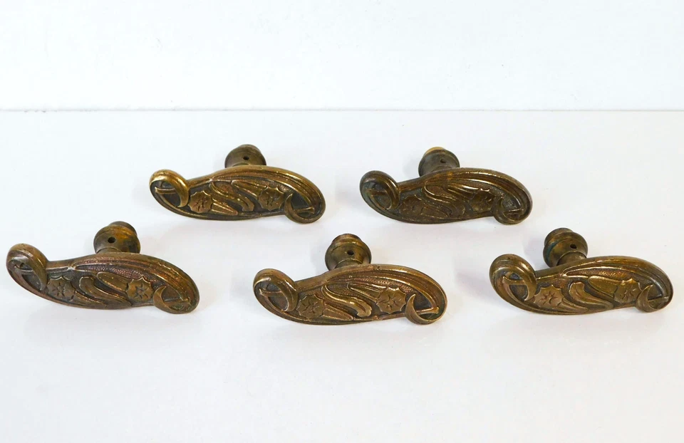 5 bouton de porte en bronze Art nouveau, 1920 Poignée de fabrication Allemande - Photo 2/4