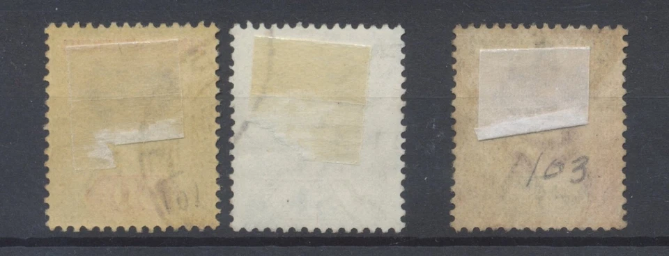 Estampillas de asentamientos del estrecho 1902-1904 50c, $1, $2 SG118a; 119;120 CV £229 usadas Foto 2 de 2