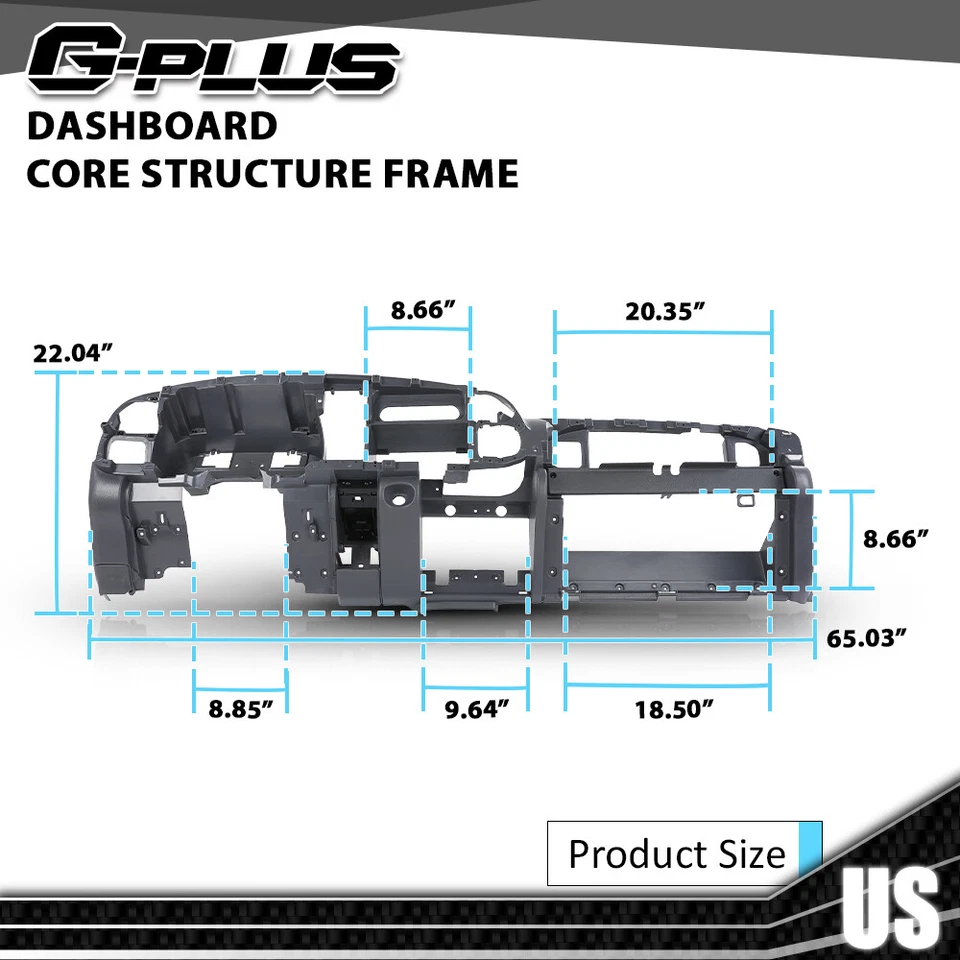 Gray Dash Dashboard Core Structure Frame Single Aux Fit For 1998-2001 Dodge Ram - Image 4 of 4