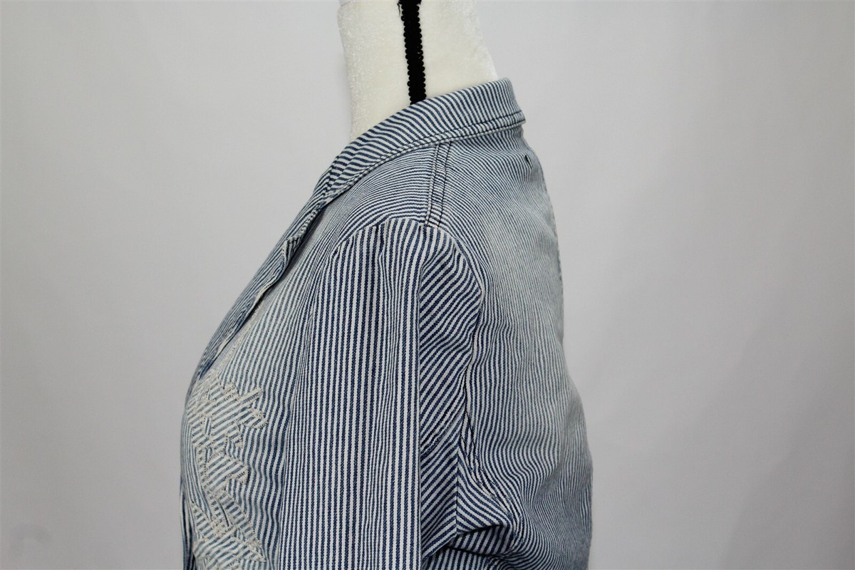 Les Copains Women's Jacket Blazer 44 Denim Blue White