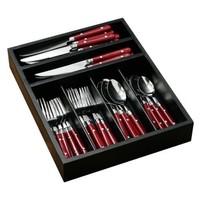 Premier Housewares Cafe Cutlery Set With Tray - 36 Pieces, Red Premier Housewares Cafe Cutlery Set With Tray - 36 Pieces, Red