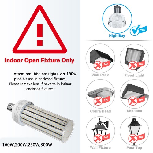 160W LED Corn Light Bulb for Store Factory Warehouse High Bay Open Fixture 5000K - Picture 2 of 12