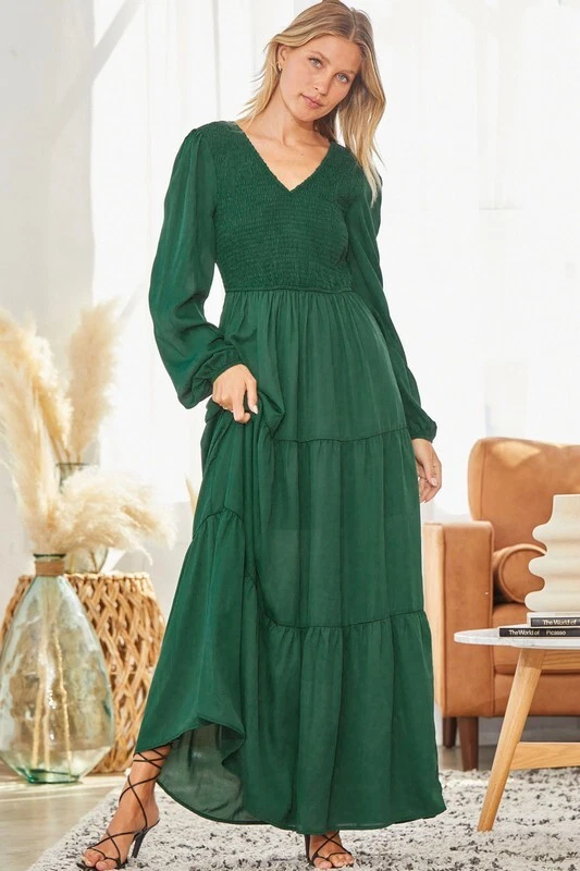 Hunter green clearance floor length dress