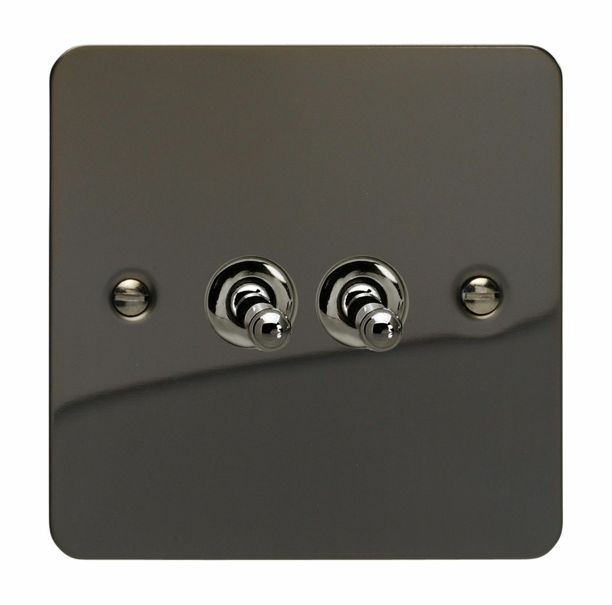Varilight XFIT2 Ultraflat Iridium Black 2 Gang 1 or 2 Way Toggle Light Switch
