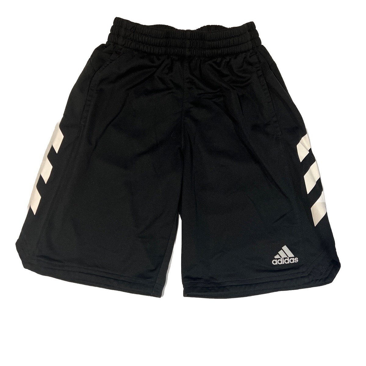 Adidas Athletic Shorts Youth Medium Black and White 100% Polyester
