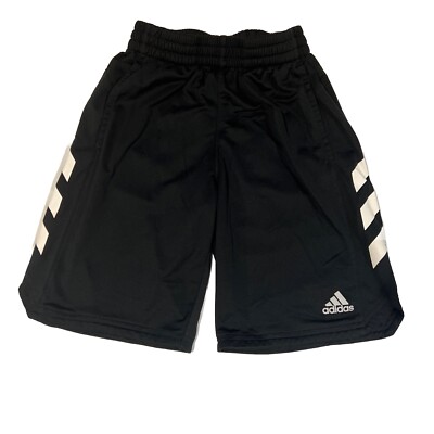 Adidas Athletic Shorts Youth Medium Black and White 100% Polyester EUC
