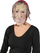 Hexe Hexenmaske Oma alte Frau Großmutter mit Haar und Kopftuch 40601.02