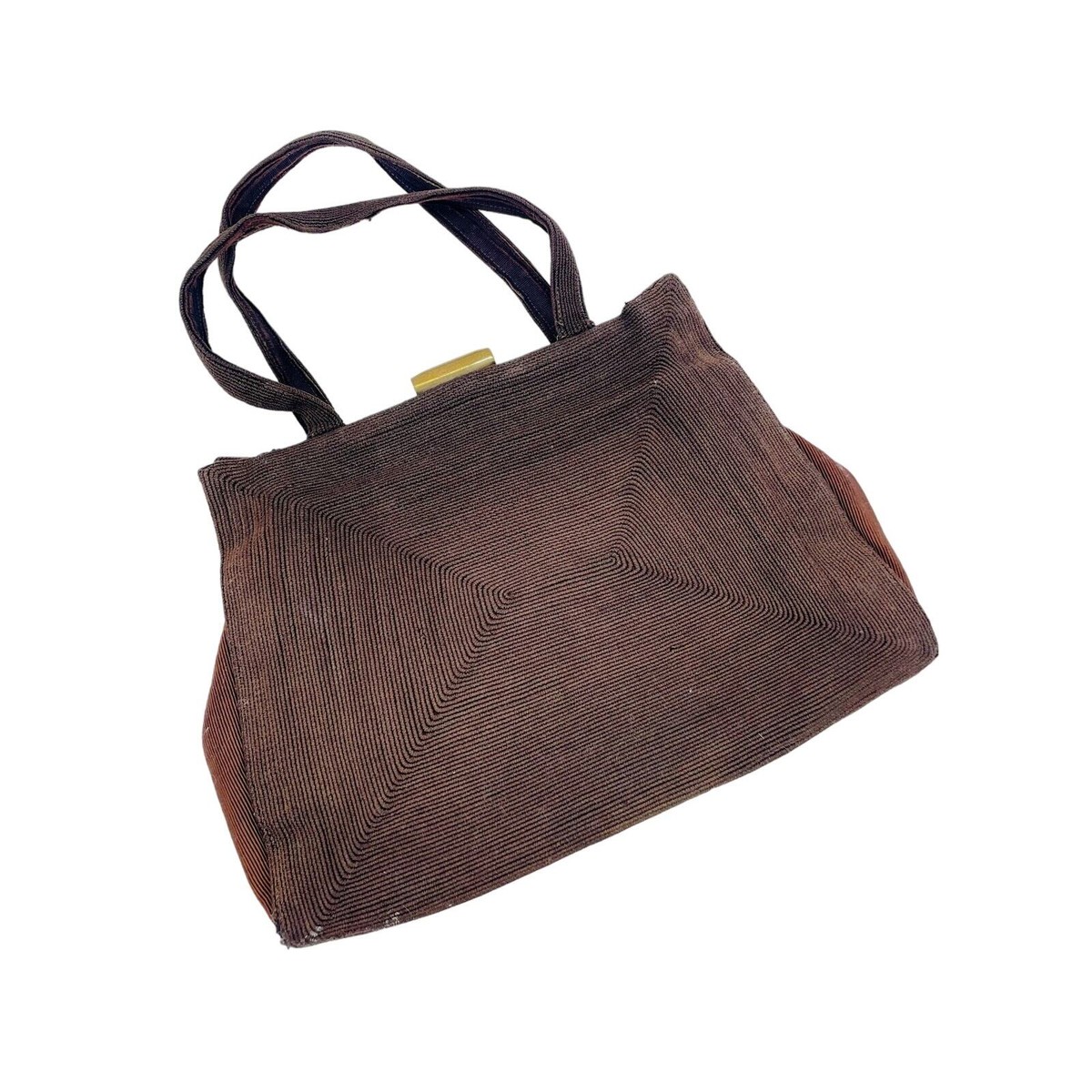 1940s Vintage Brown Corded Purse Handbag