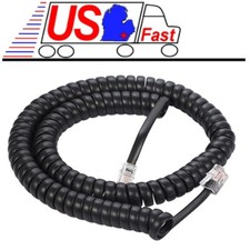 NEW in bag  12ft Coiled Handset Telephone/Phone Cord/Cable/Wire 4P4C BLACK