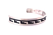 Vintage Sterling Silver Native American Hopi Overlay Cuff Bracelet