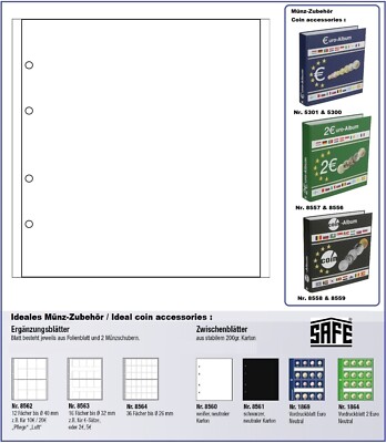 Weiße-Zwischenblätter-ZWL SAFE-8560 5x Pack Für Designo Münzhüllen Numis Karat