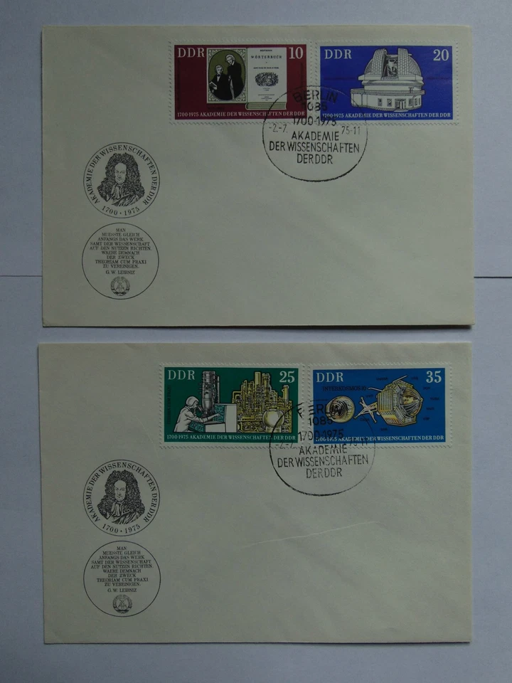 2 DDR Ersttagsbriefe "275 Jahre Akademie der Wissenschaften" von 1975 - Bild 1 von 4