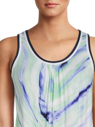 BLUE WHITE TIE DYE SECRET TREASURES SLEEVELESS MIDI NIGHTGOWN POCKETS 2X