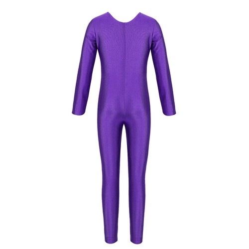 Kids Girls Long Sleeve Bodysuit Body Unitard Ballet Dance Gymnastics Leotard - Picture 64 of 122