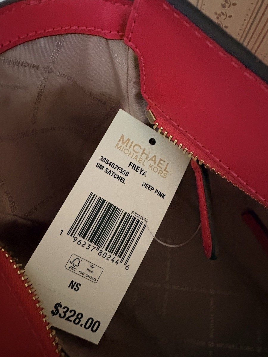 Michael Kors Freya Small Satchel Deep Pink Pebbled Gold Hardware