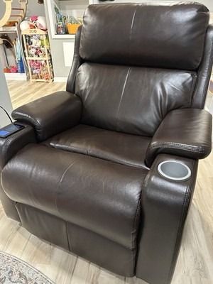 Brown Faux Leather Electric Heated Massage Reclining Chair with Cup Holder