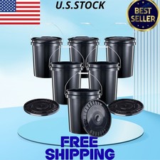 6-Pack 5-Gallon Heavy-Duty Buckets with Snap-On Lids - Food-Grade & BPA-Free