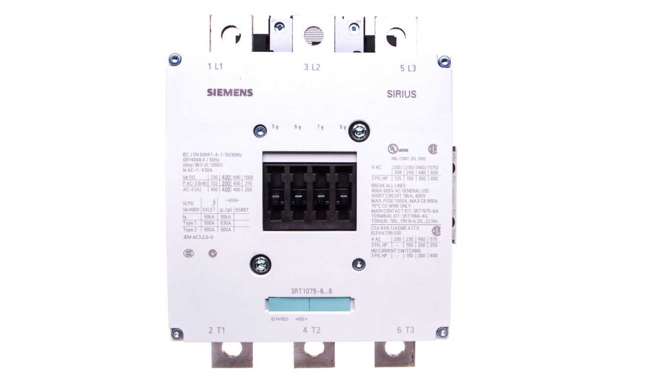 Power Contactors 400A 3P 220-240V AC SIRIUS 3RT 3RH 3RT1075-6AP36