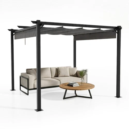 10'x 10' Outdoor Pergola Retractable Aluminum Pergola Patio Pergola for Deck